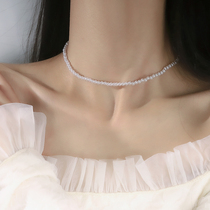 Pearl necklace light luxury niche choker choker double retro ins simple Net red neck belt jewelry female