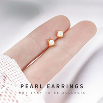 925 sterling silver pearl stud female 2021 New Tide small temperament Korea High cold wind earrings ear stick