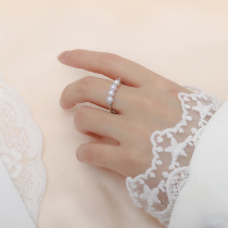 925 sterling silver pearl ring female opening thin circle light luxury niche exquisite simple cold wind ins tide index finger ring