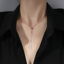 925 sterling silver geometric triangle necklace female adjustable neck chain long tassel light luxury niche design sense choker