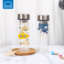 Lock lock lock double layer heat-resistant glass water cup Water bottle Ocean series 320ml stainless steel mesh teacup LLG627