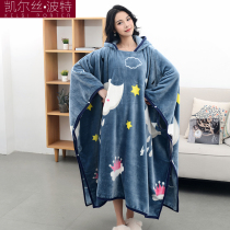 Thickened autumn and winter blanket nap blanket flannel air conditioning blanket cloak lazy man cape meditate multifunctional blanket shawl