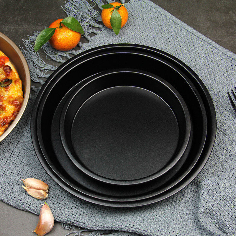 德立 不粘披萨盘 加厚6/8/9英寸深pizza盘 比萨烘焙烤盘 烤箱用