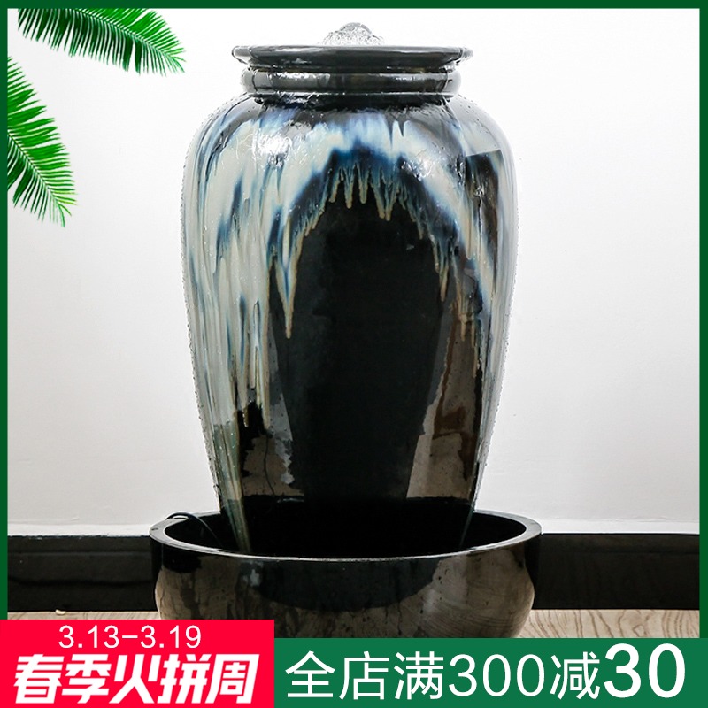 Ceramic sitting room lucky water fountains and feng shui wheel of furnishing articles floor decoration indoor humidifier creative opening gifts