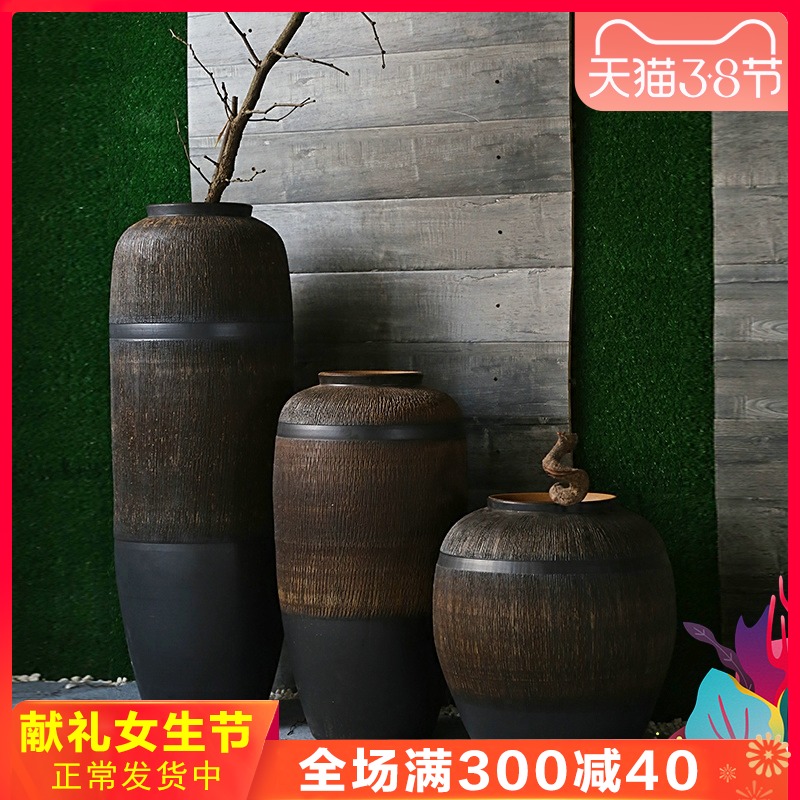 Jingdezhen retro nostalgia landing big POTS restaurants hotel decoration flower receptacle ceramic vase furnishing articles