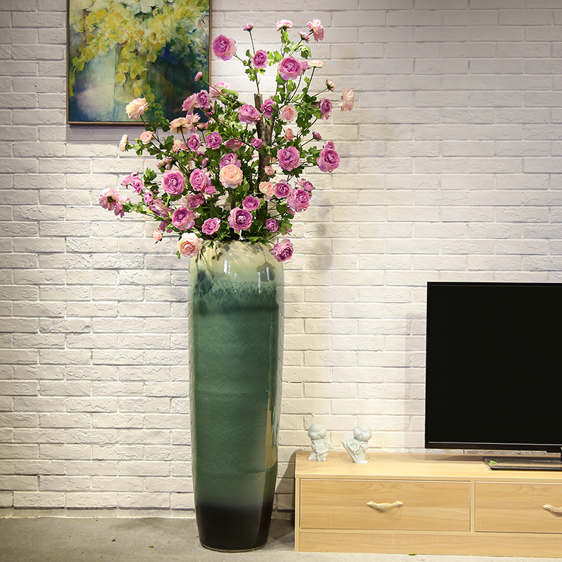 Jingdezhen ceramic vase of large sitting room decoration to the hotel villa flower flower implement simulation flower camellia flower art