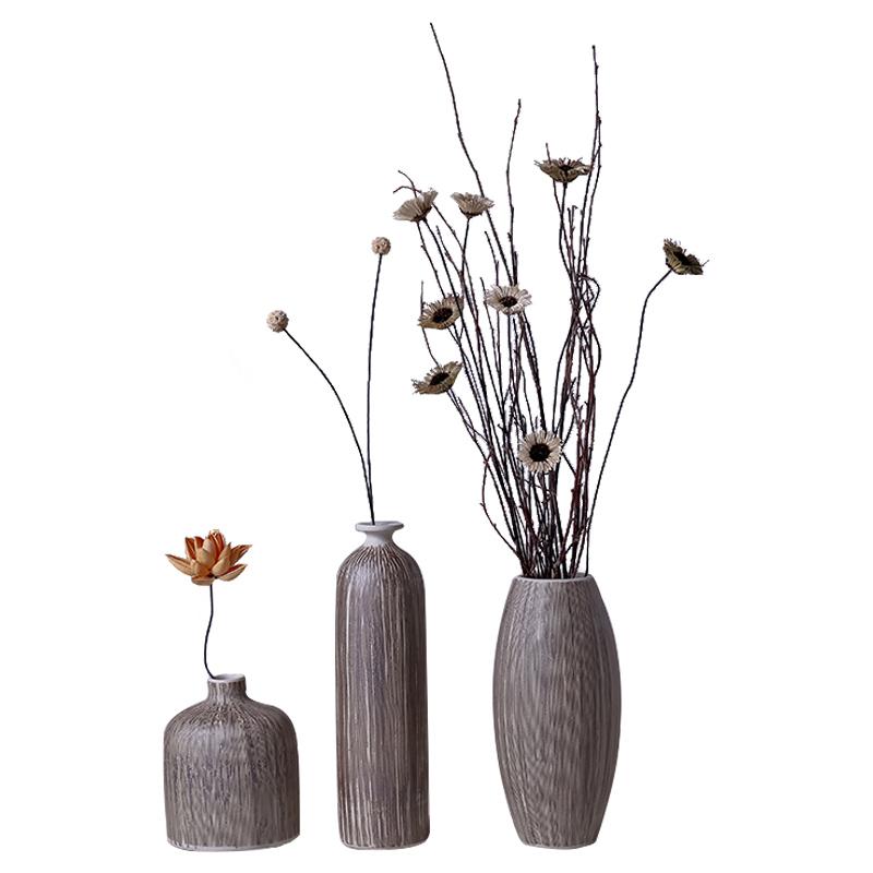 Three - piece suit of jingdezhen ceramic vases, flower implement I and contracted home living room TV cabinet mesa dried flower receptacle furnishing articles