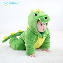 Baby Winter Baby Winter Padded Cotton Coat Little Dinosaur Crawlers Baby Toddler Foot Crawlers Kids Harness