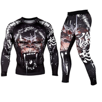 Venom long-sleeved tights mens sports fitness suit set high-speed clothes running basketball Sanda training clothing