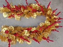 Heidi Spring Festival Scene Placement Supplies New Years Shop Head Decorative Items 150CM Gold Leaf Red Fruit Vines Strings Decorations
