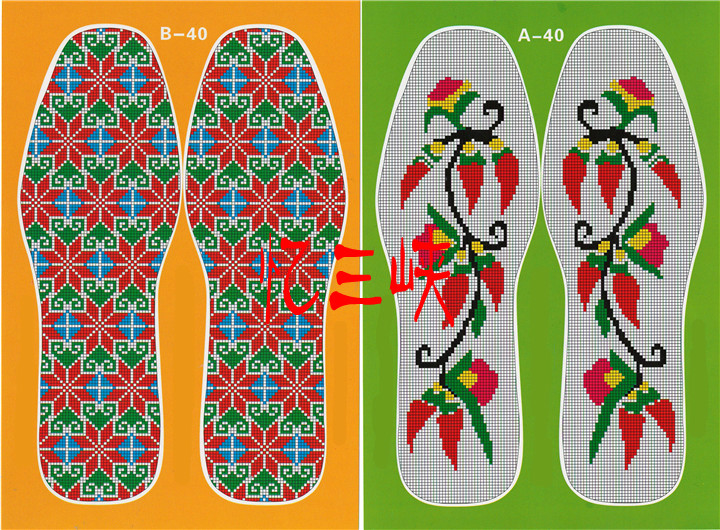 小格子鞋垫图纸白板图样子高清图案双面花样十字绣图样实物纸样