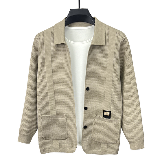 Knitted cardigan men's shawl jacket sweater lapel solid color spring and autumn men's fashion slim casual youth top
Knitted cardigan men's shawl jacket sweater lapel solid color spring and autumn men's fashion slim casual youth top