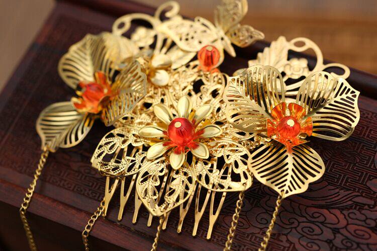 新娘古装头饰发簪流苏步摇古典旗袍簪子头饰中式配饰后头饰