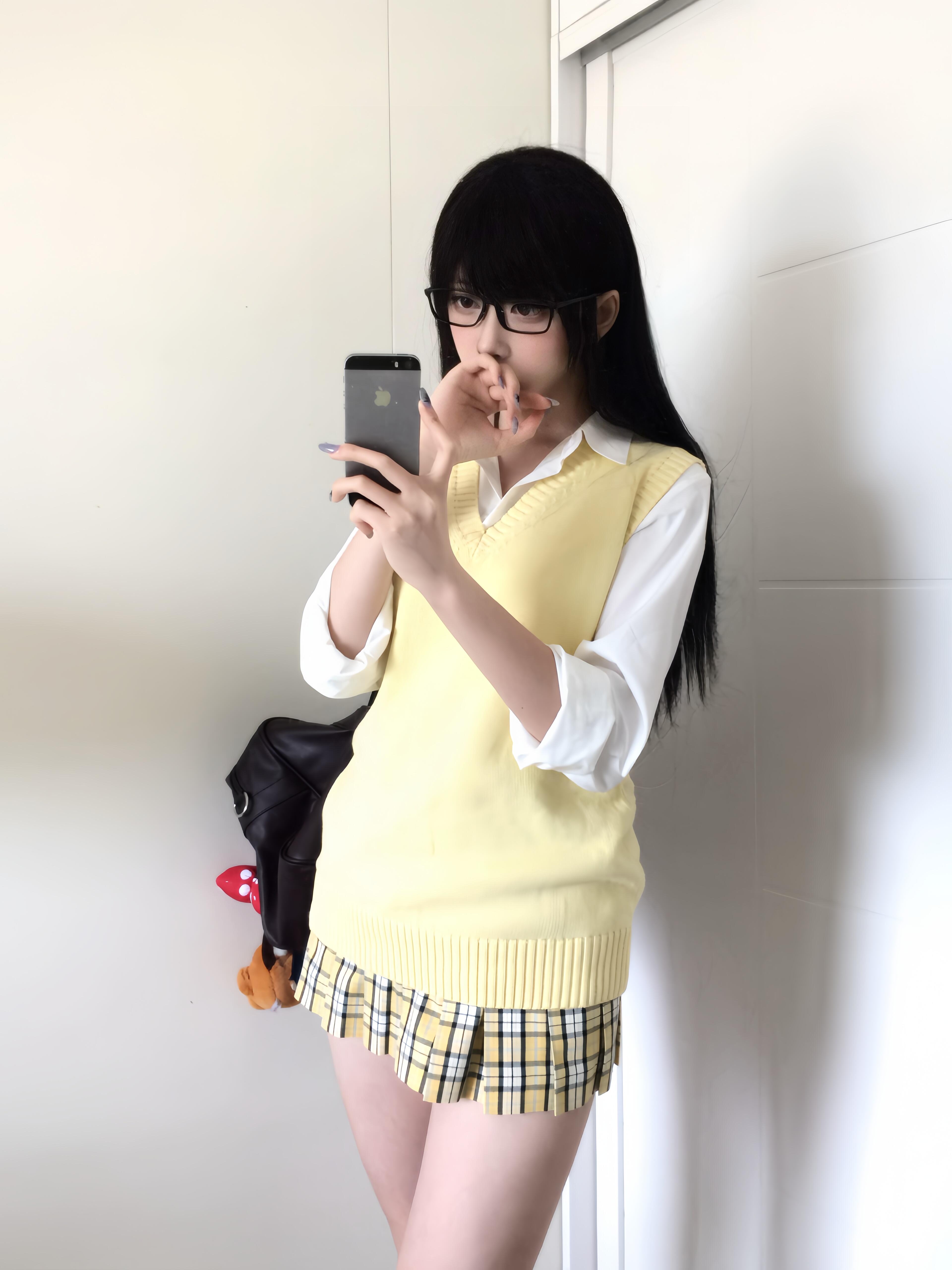 学院风薄荷绿jk背心毛衣马甲女日系校供感秋冬针织衫套头无袖上衣
