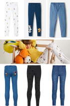 (Spot) calzedonia girls jeans cartoon cute childlike elastic waist cotton comfortable leggings