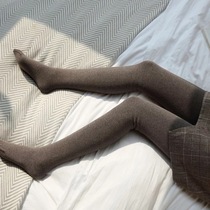 Evening night the same autumn and winter oat milk tea color vertical stripes and female fluff thicker high waist and thin warm pants