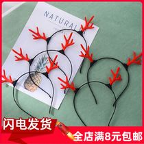 Flocking antlers pressure hairclip children beauty adult cute hair headdress Halloween headband student Kindergarten Gifts