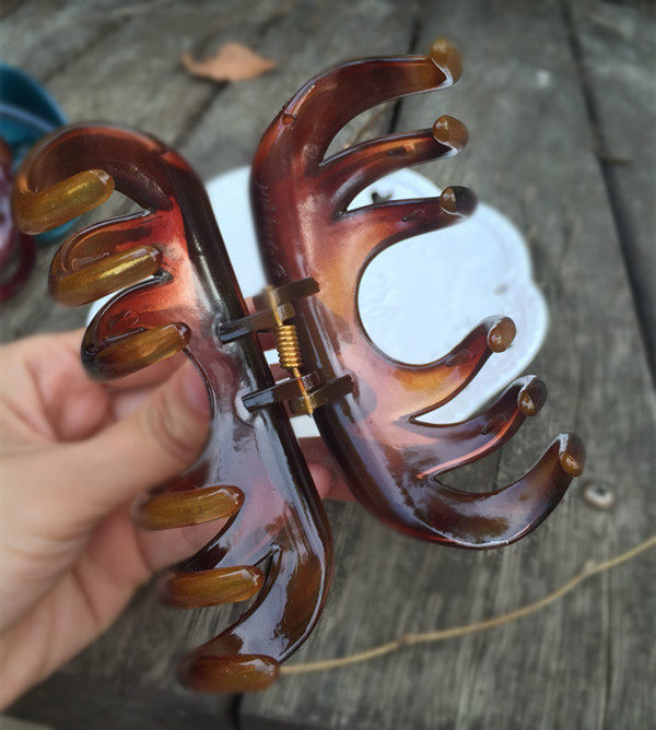 韩版pc树脂耐摔超大号发抓抓夹 带齿洗澡夹鲨鱼夹盘发竖爪夹包邮