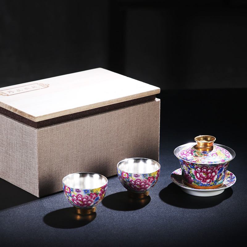 The Product of jingdezhen porcelain remit manual colored enamel coppering. As silver tea set single glass ceramic cups 6 pack sample tea cup gift box