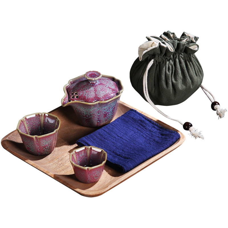 The Product outside the porcelain sink pavilion masterpieces crack cup travel a pot of two cups of kung fu tea set suit portable dry terms plate of the teapot