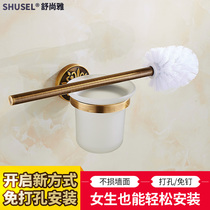 Antique toilet brush holder European wall space aluminum bathroom bathroom toilet brush set free hole toilet brush holder