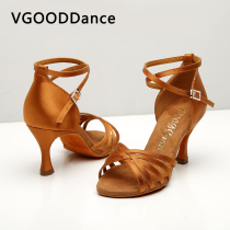 VGOOOD Professional Latin dance shoes female adult soft thick bottom abrasion resistant medium-high heel practice Gongkorn beginner New hand national standard dance shoes