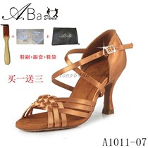Aba A bully Latin dance shoes female adult soft thick bottom abrasion resistant medium high heel professional competition art national standard dance shoes