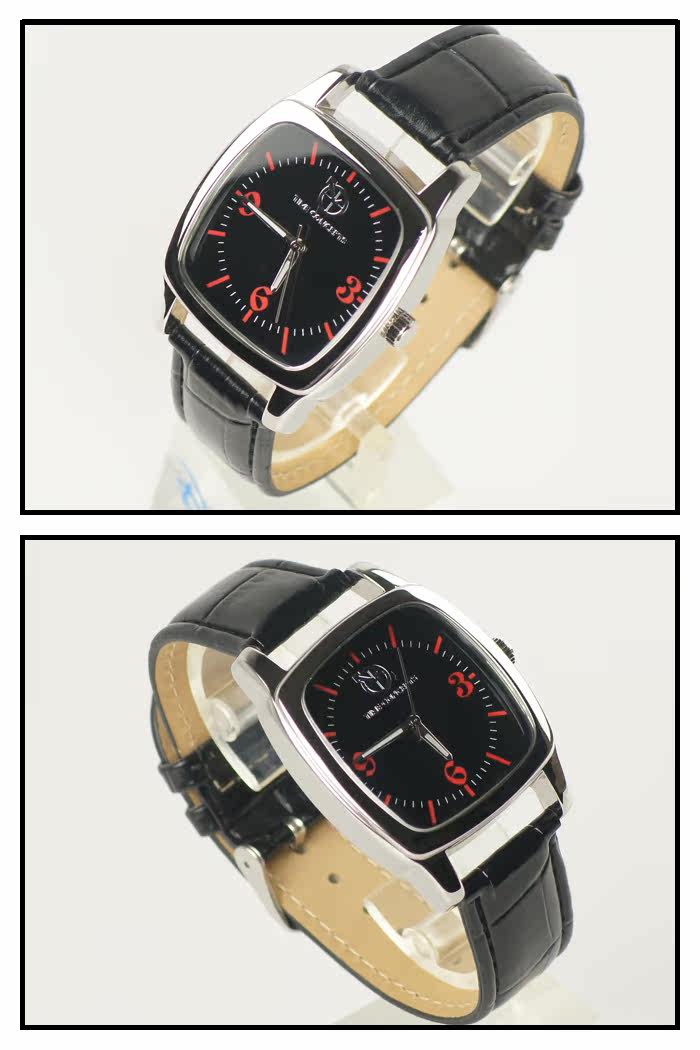 time concepts 33902复古中性ol通勤女表方壳黑面黑带表 女士手表