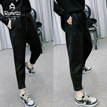 Europe station 2020 autumn and winter clothing new Korean version of the port wind in the second half of the screw mouth in line with the fabric net version of casual pants