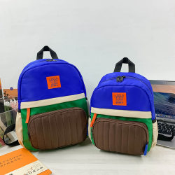 Kindergarten Foreign Trade School Bag Korean Version Contrast Color Parent-Child Small Backpack 2023 New Lightweight Canvas Backpack for Boys and Girls