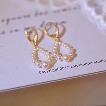 Natural freshwater pearl ear buckle 2021 New circle Love earrings celebrity temperament retro harbor wind ear ornaments female