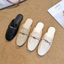 Baotou half slippers for women to wear outside 2021 new spring and summer all-match net red muller lazy shoes ins tide mid-heel shoes