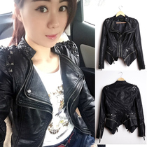 Fall Winter 2021 New Locomotive Rivet PU Leather Jacket Womens Short Size Punk Harley Slim Slim Jacket Jacket