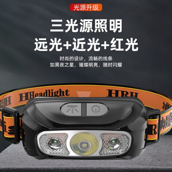 LED 강한 조명 감지 헤드 라이트가있는 매우 밝은 USB 충전 헤드셋 강한 가벼운 야외 조명 LED 강한 조명 감지 헤드 라이트가있는 매우 밝은 USB 충전 헤드셋 강한 가벼운 야외 조명