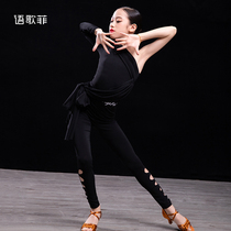 Song Fei customized new childrens Latin dance practice clothes inclined shoulder one-piece shirt trousers suit training suit women
