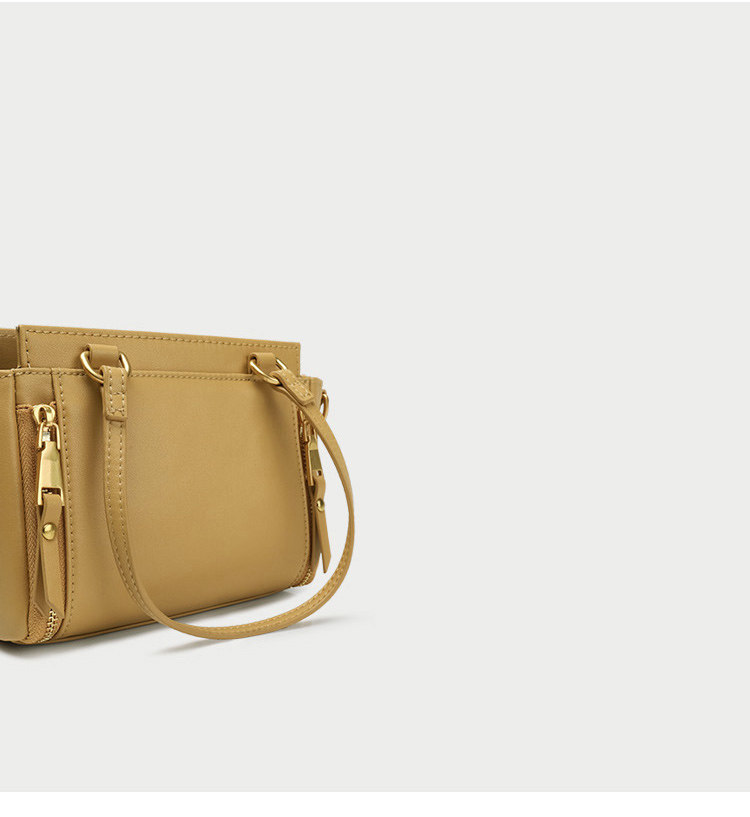 【pailaili】牛皮女包 纯色柠檬黄 机车金属单肩斜挎