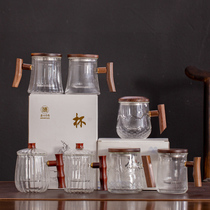 Thickened High Temperature Resistant Glass Water Cup Tea Water Separation Tea Cup Office Glass Cup Large Capacity With Lid Solid Wood Handle