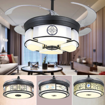 Fan chandelier Chinese retro dining room Living room Simple ceiling fan lamp Chinese style traditional atmosphere silent led lamp