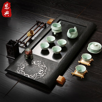 Wujin Stone tea tray household whole stone tea table black gold stone Tea Sea rectangular large small tea set set