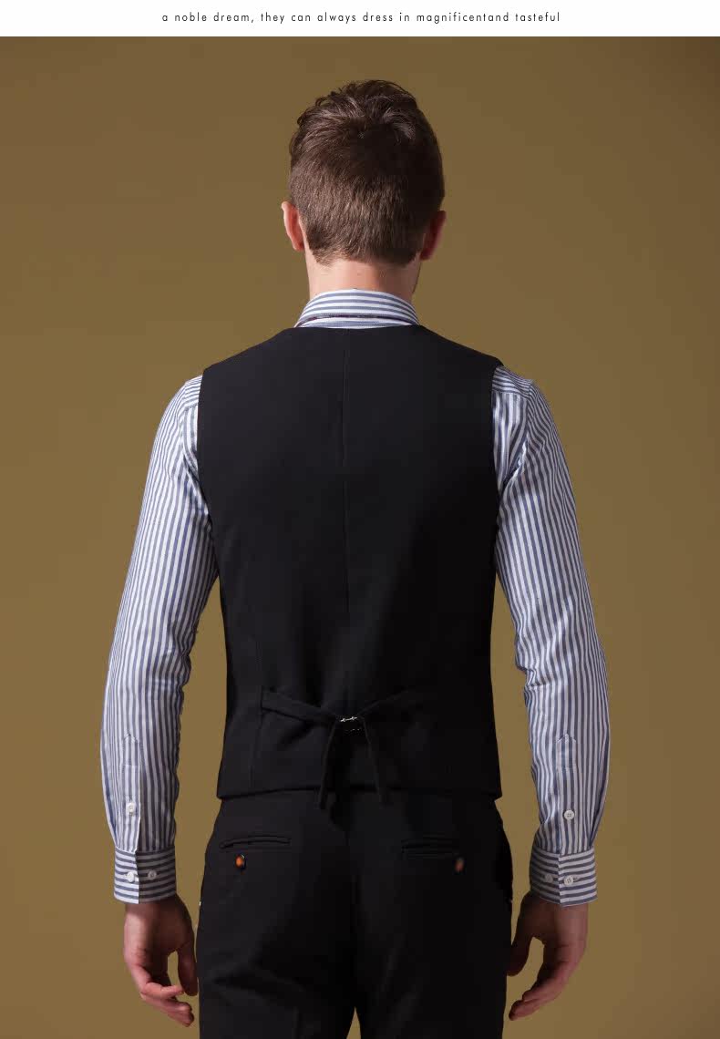 dandyhomme春秋纯色西装马甲男修身韩版小马夹商务休闲背心绅士潮