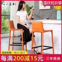 Bar chair light luxury modern simple backrest stool front desk reception chair Nordic home high chair subnet red bar chair