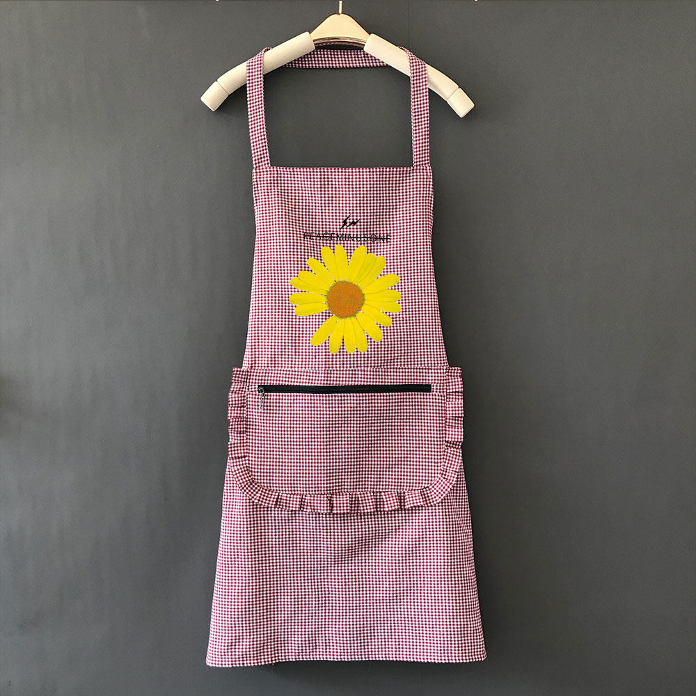 薄款透气棉布棉围裙坎肩女时尚家用厨房做饭工作服定制大人围腰