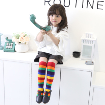 Girls in the spring and autumn rainbow childrens stockings summer thin high socks half leg knee socks pile socks