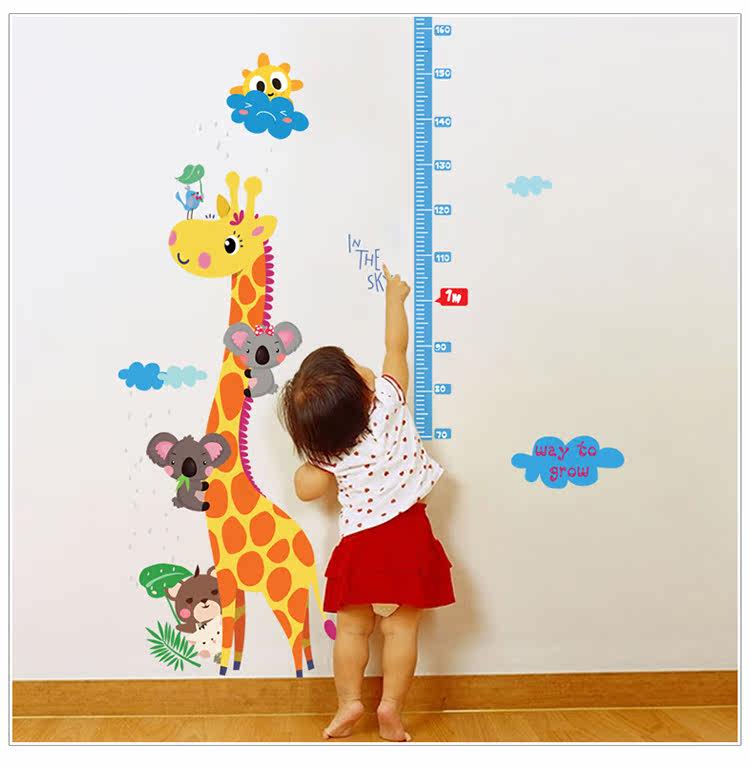 儿童测量身高墙贴纸可爱卡通小鹿房间墙壁贴画宝宝身高墙贴身高尺