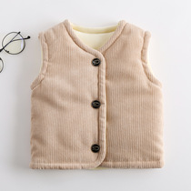 Childrens cotton waistcoat baby vest Autumn and winter infant brushed men and women children plus velvet thickened pony clip outer wear tide