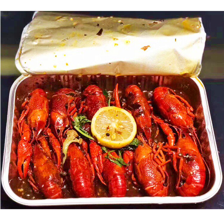 1-2斤装口味小龙虾外卖打包盒 超大龙虾海鲜锡纸包装盒 铝箔容器