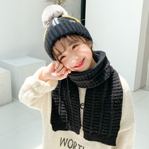 Korean version Children knit hat gush warm baby boy boy boy girl hair line hat scarf for autumn and winter