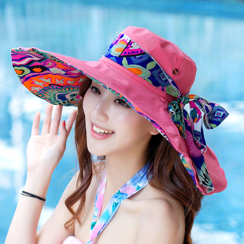沙滩帽女韩版潮春夏天防晒帽大沿可折叠遮阳帽太阳帽防紫外线帽子产品展示图5