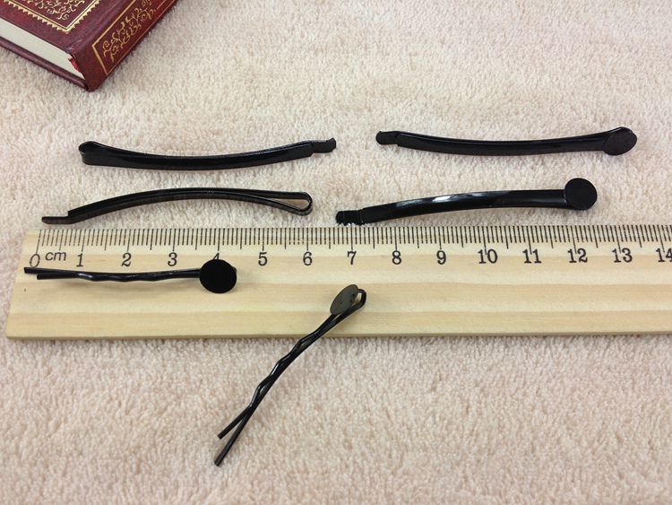手工diy 发饰材料 带8mm圆托2*45mm四浪一字夹钢夹配件