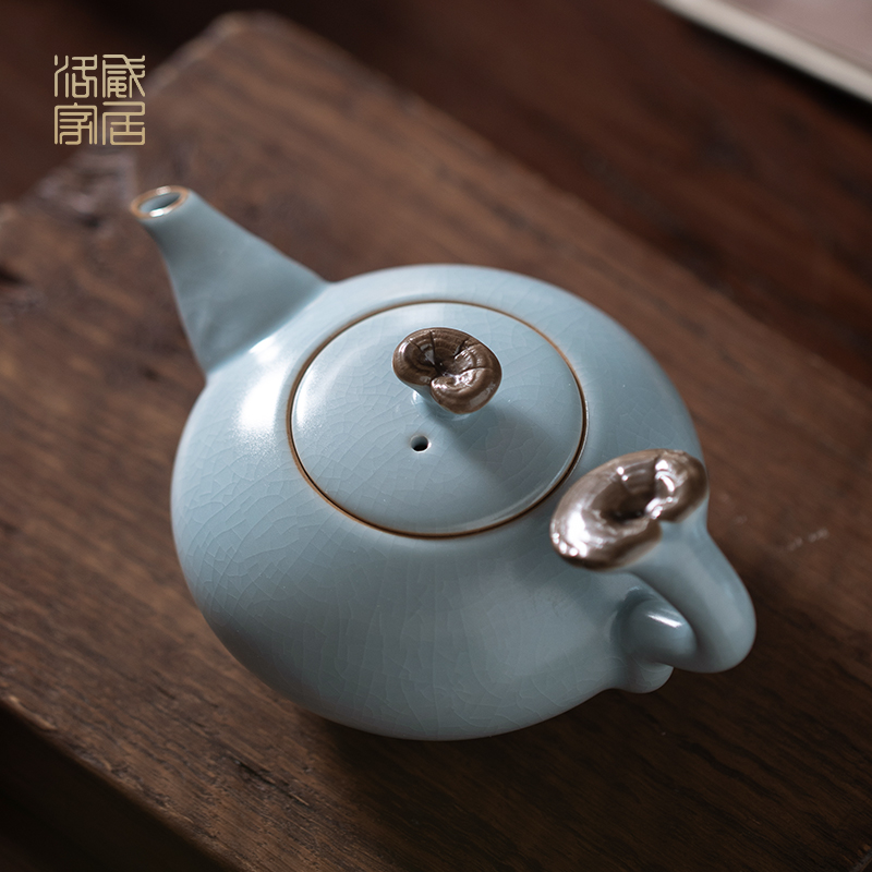 And your up ceramic teapot household contracted the teapot ice crack glaze porcelain slicing can be a single pot of kung fu tea set